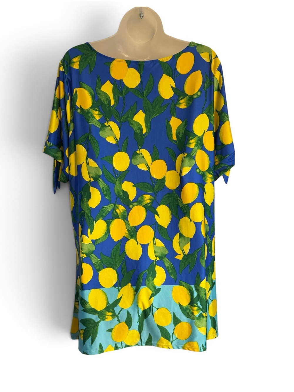 Ruby Rd. Blue Tunic with Yellow Lemon Print FUN!   PLUS: 1X   #J - Picture 5 of 8